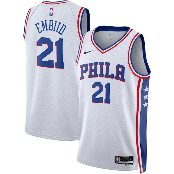 Duraturo Resistente Joel Embiid Philadelphia 76ers Nike Unisex Swingman Jersey Association Edition White/Royal