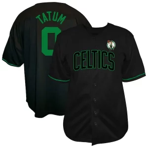 Attraente Trendy Comodo Jayson Tatum Boston Celtics Profile Big & Tall Name & Number Button Up Jersey Black
