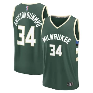 Lussuoso Giannis Antetokounmpo Milwaukee Bucks Fast Break Replica Player Jersey Icon Edition Hunter Green