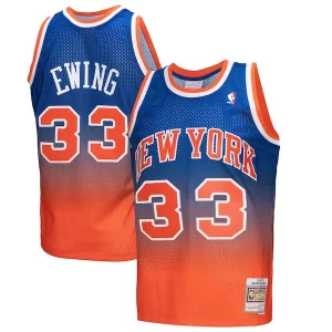 Attraente Patrick Ewing New York Knicks 1991/92 Hardwood Classics Fadeaway Swingman Player Jersey Orange/Royal