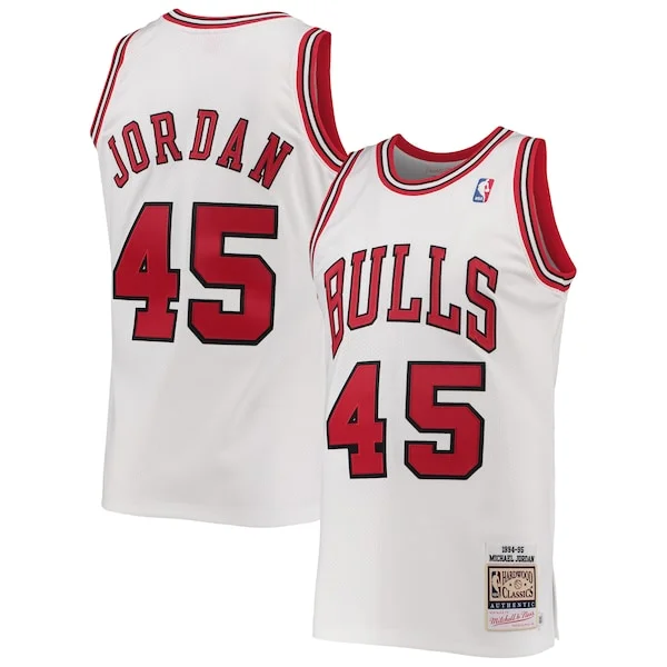 Versatile Men's Chicago Bulls Michael Jordan White 1994 95 Hardwood Classics Authentic Player Jersey