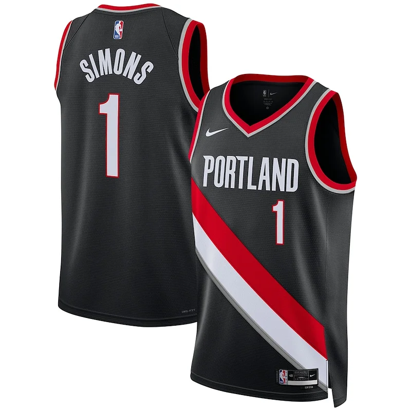 Attraente Elegante Trendy Anfernee Simons Portland Trail Blazers Nike Unisex Swingman Jersey Association Edition Black