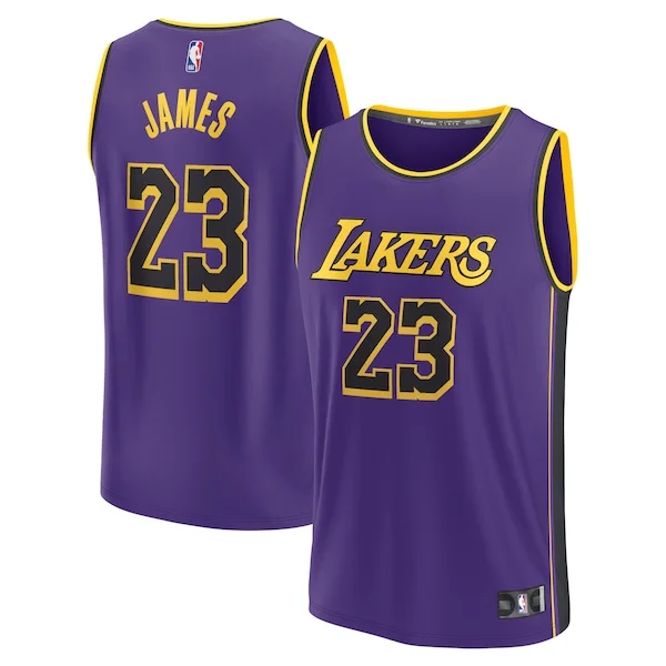 Cool Eccezionale Stupendo LeBron James Los Angeles Lakers 2022/23 Fast Break Replica Jersey Statement Edition Purple