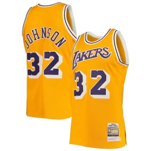 Accattivante Magic Johnson Los Angeles Lakers 1984/85 Hardwood Classics Authentic Jersey Gold/Purple