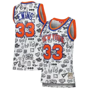 Meraviglioso Comodo Patrick Ewing New York Knicks Women's 1991 Doodle Swingman Jersey White