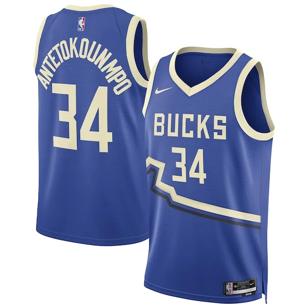 Classico Cool Eccezionale Giannis Antetokounmpo Milwaukee Bucks Nike Unisex 2024/25 Swingman Player Jersey City Edition Royal