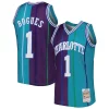 Stupendo Bellissimo Muggsy Bogues Charlotte Hornets Hardwood Classics 1992/93 Split Swingman Jersey Teal/Purple