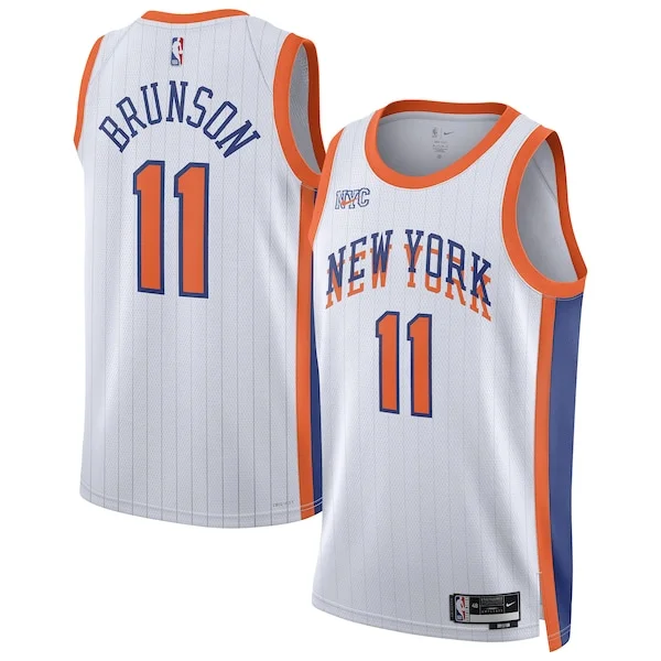 Incantevole Pratico Jalen Brunson New York Knicks Nike Unisex 2024/25 Swingman Player Jersey City Edition White