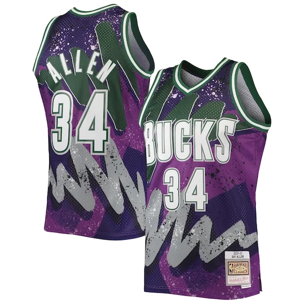 Classico Pratico Ray Allen Milwaukee Bucks Hardwood Classics 2000/01 Hyper Hoops Swingman Jersey Purple