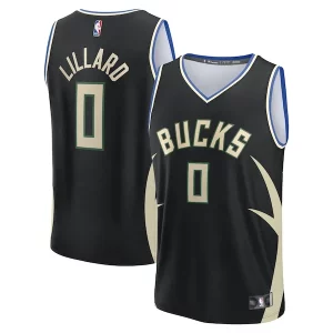 Splendido Attraente Damian Lillard Milwaukee Bucks Youth Fast Break Replica Player Jersey Statement Edition Black