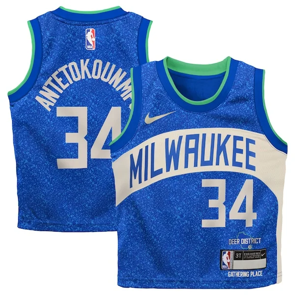 Fascinante Cool Incantevole Giannis Antetokounmpo Milwaukee Bucks Nike Toddler Swingman Replica Jersey City Edition Royal