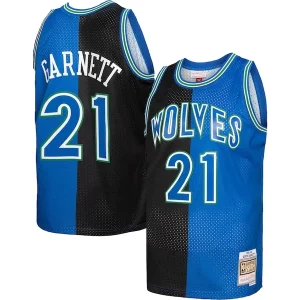 Incantevole Versatile Gorgeous Kevin Garnett Minnesota Timberwolves Hardwood Classics 1995/96 Split Swingman Jersey Black/Blue