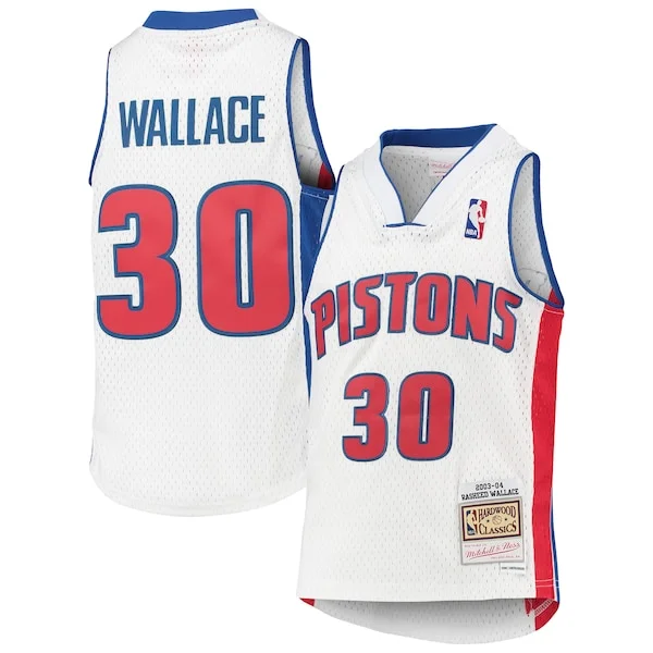 Cool Rasheed Wallace Detroit Pistons Youth 2003/04 Hardwood Classics Swingman Jersey White