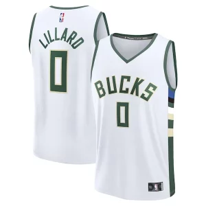 Raffinato Incantevole Damian Lillard Milwaukee Bucks Fast Break Replica Player Jersey Association Edition White