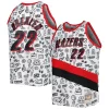 Bellissimo Elegante Clyde Drexler Portland Trail Blazers 1991/92 Hardwood Classics Doodle Swingman Player Jersey White