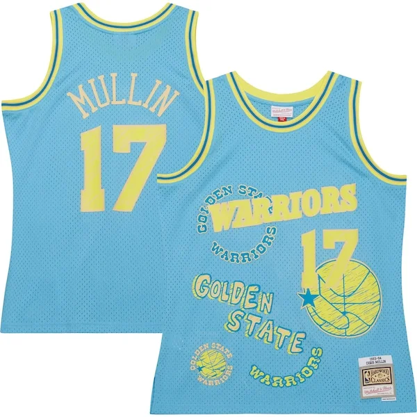 Sofisticato Ottimo Incantevole Chris Mullin Golden State Warriors 1993/94 Swingman Sidewalk Sketch Jersey Light Blue