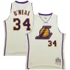 Delizioso Shaquille O'Neal Los Angeles Lakers Chainstitch Swingman Jersey Cream