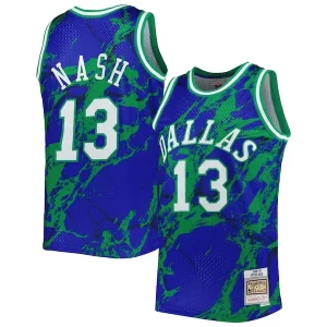 Trendy Steve Nash Dallas Mavericks 1998/99 Hardwood Classics Marble Swingman Jersey Blue