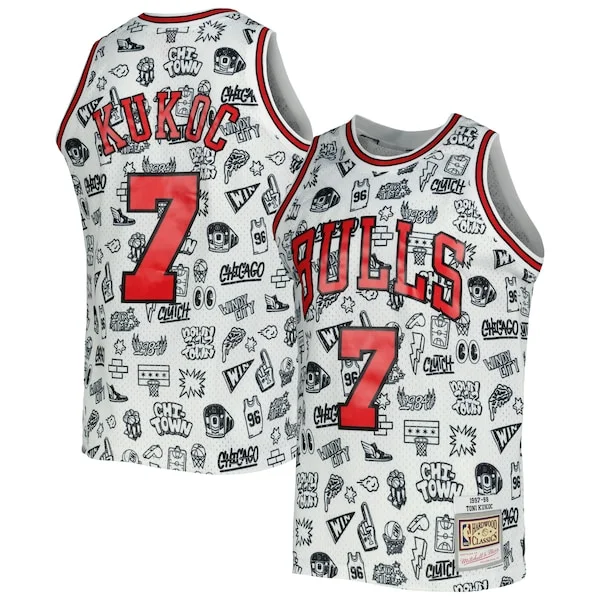 Fantastico Raffinato Toni Kukoc Chicago Bulls 1997/98 Hardwood Classics Doodle Swingman Jersey White