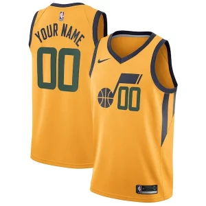 Carino Gorgeous Prestigioso Utah Jazz Nike Swingman Custom Jersey Statement Edition Gold