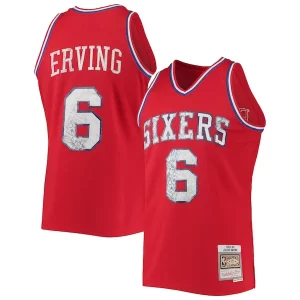 Cool Julius Erving Philadelphia 76ers 1982/83 Hardwood Classics NBA 75th Anniversary Diamond Swingman Jersey Red