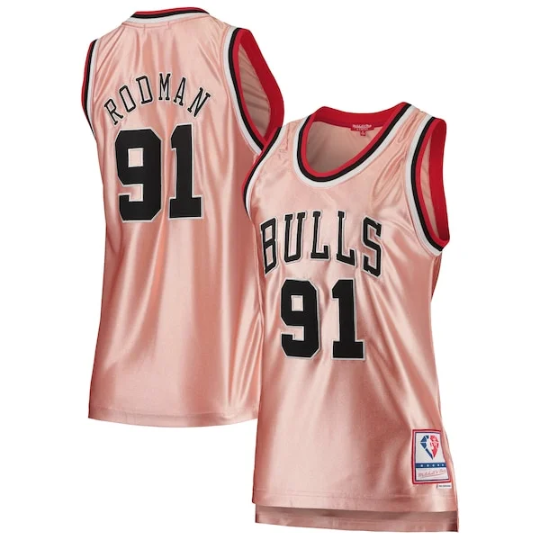 Elegante Raffinato Dennis Rodman Chicago Bulls Women's 75th Anniversary Rose Gold 1997 Swingman Jersey Pink