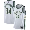 Stupendo Giannis Antetokounmpo Milwaukee Bucks Nike Unisex Swingman Jersey Association Edition White/Hunter Green