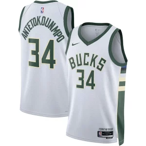 Stupendo Giannis Antetokounmpo Milwaukee Bucks Nike Unisex Swingman Jersey Association Edition White/Hunter Green