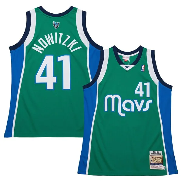 Meraviglioso Dirk Nowitzki Dallas Mavericks 2004/05 Hardwood Classics Authentic Jersey Green