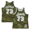 Eccezionale Dennis Rodman Los Angeles Lakers Hardwood Classics 1998/99 Ghost Green Swingman Jersey Camo