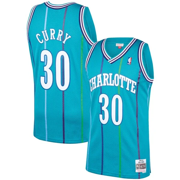 Resistente Dell Curry Charlotte Hornets 1992/93 Hardwood Classics Swingman Jersey Teal