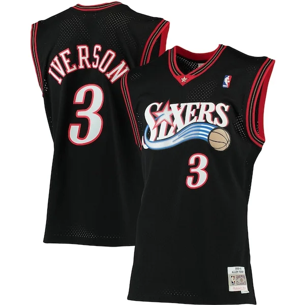 Cool Allen Iverson Philadelphia 76ers 2000/01 Big & Tall Hardwood Classics Swingman Jersey Black/Red/Royal/White