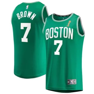 Stupendo Jaylen Brown Boston Celtics 2024 NBA Finals Champions Fast Break Replica Player Jersey Kelly Green Icon Edition