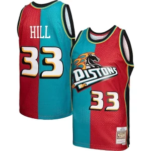 Robusto Accattivante Grant Hill Detroit Pistons Hardwood Classics 1999/00 Split Swingman Jersey Teal/Red