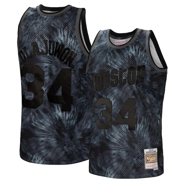 Robusto Sofisticato Hakeem Olajuwon Houston Rockets Hardwood Classics 1993/94 Tie Dye Swingman Jersey Black