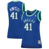 Gorgeous Dirk Nowitzki Dallas Mavericks Women's Hardwood Classics Swingman Jersey Blue