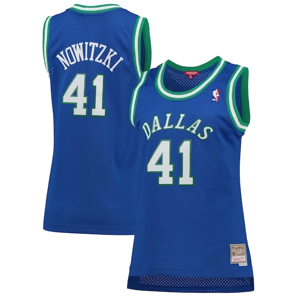 Gorgeous Dirk Nowitzki Dallas Mavericks Women's Hardwood Classics Swingman Jersey Blue