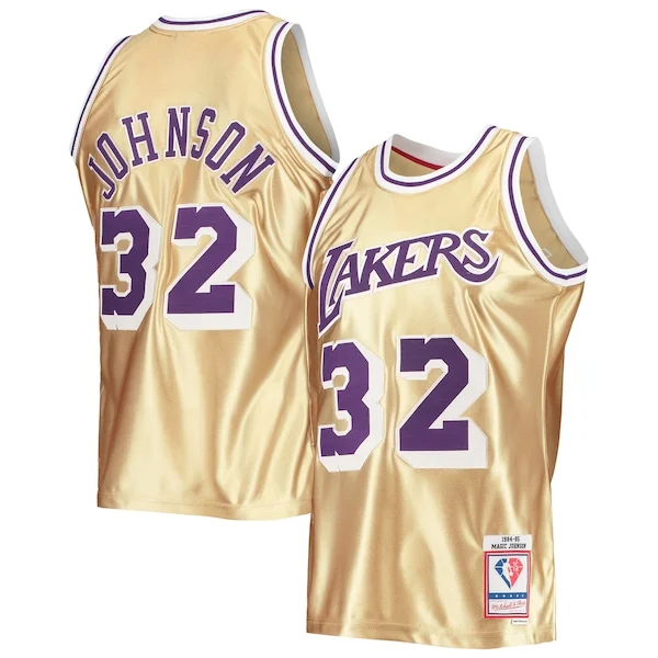 Fascinante Attraente Magnifico Magic Johnson Los Angeles Lakers 75th Anniversary 1984/85 Hardwood Classics Swingman Jersey Gold