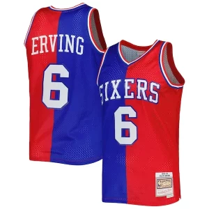 Magnifico Carino Julius Erving Philadelphia 76ers Hardwood Classics 1982/83 Split Swingman Jersey Royal/Red
