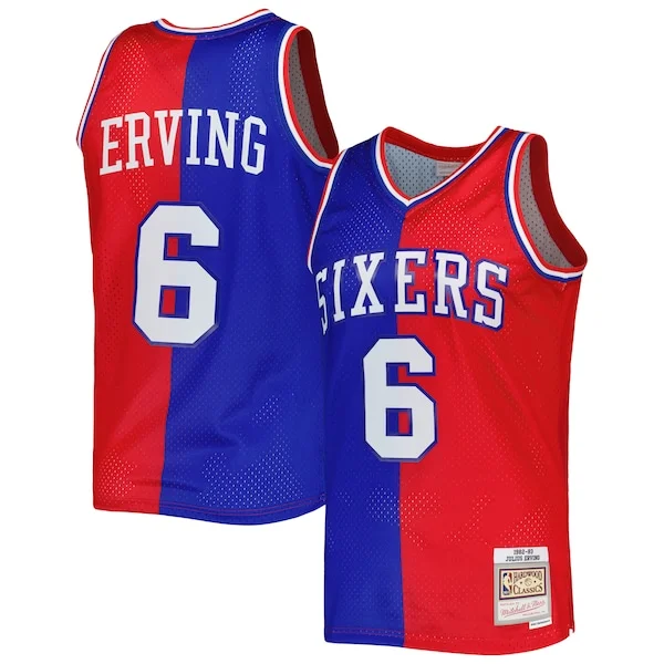 Magnifico Carino Julius Erving Philadelphia 76ers Hardwood Classics 1982/83 Split Swingman Jersey Royal/Red