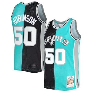 Magnifico Cool Bellissimo David Robinson San Antonio Spurs Hardwood Classics 1998/99 Split Swingman Jersey Black/Teal