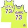 Ottimo Magnifico Duraturo Dennis Rodman Los Angeles Lakers Hardwood Classics 1998/99 Tropical Swingman Jersey Neon Yellow