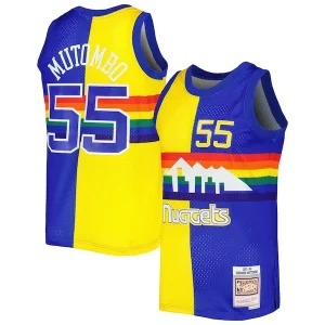 Stupendo Incantevole Prestigioso Dikembe Mutombo Denver Nuggets Hardwood Classics 1991/92 Split Swingman Jersey Royal/Gold