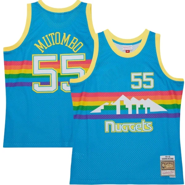 Ottimo Stupendo Versatile Dikembe Mutombo Denver Nuggets Hardwood Classics 1991/92 Tropical Swingman Jersey Blue