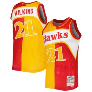 Elegante Ottimo Prestigioso Dominique Wilkins Atlanta Hawks Hardwood Classics 1986/87 Split Swingman Jersey Yellow/Red