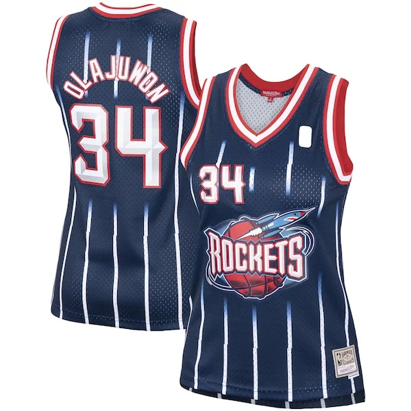 Delizioso Trendy Raffinato Hakeem Olajuwon Houston Rockets Women's Hardwood Classics Swingman Jersey Navy/Red