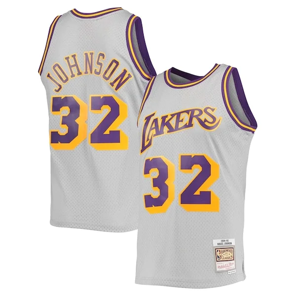Elegante Carino Magic Johnson Los Angeles Lakers 1984 85 Hardwood Classics Reload 2.0 Throwback Swingman Jersey Gray