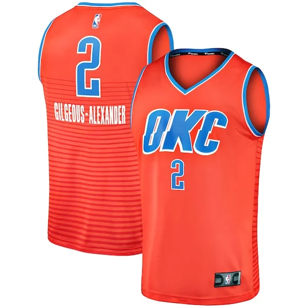 Cool Trendy Moderno Shai Gilgeous Alexander Oklahoma City Thunder Fast Break Team Replica Jersey Statement Edition Orange